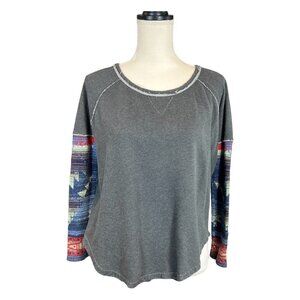 Ralph Lauren Denim and Supply Womens Small P Gray Aztec Sweater Sleeve Sweatshir